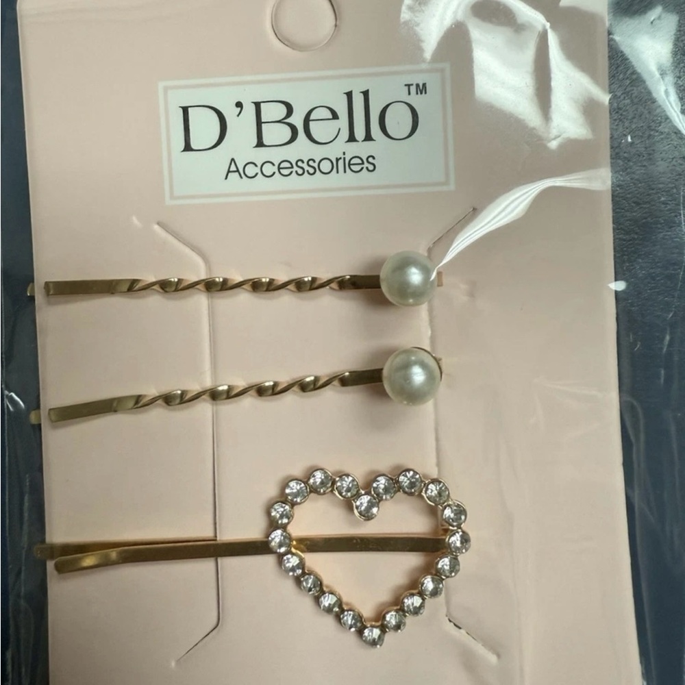 BNIP Rhinestone Heart Pearl Stack Hair Pins Bobby Pins Y2K
